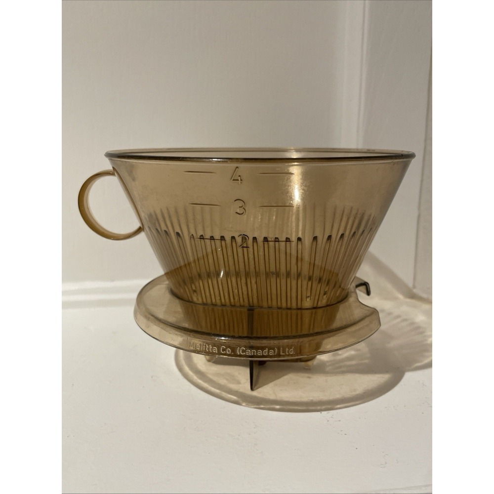 Vintage Melitta No. 4 Brown Plastic Pour Over Coffee Filter Cone Dripper